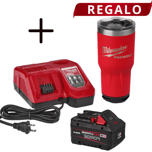 Kit Básico de Cargador y Batería M18 REDLITHIUM OUTPUT XC8.0 48591881 + Regalo Vaso Térmico PACKOUT de 30oz 48828393R Milwaukee