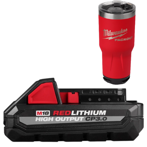 Batería M18 REDLITHIUM OUTPUT CP3.0 48111835 + Regalo Vaso Térmico PACKOUT de 30oz 48828393R Milwaukee