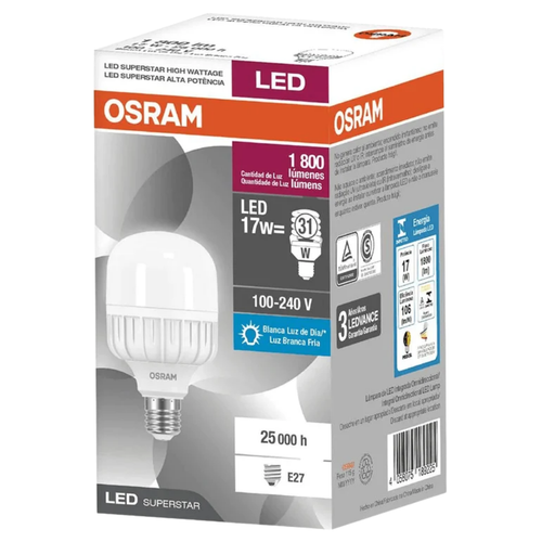 Foco Led SUPERSTAR HIGH WATTAGE G3 Base E27 16.5W 6500K 1800lm 100/240V 80904 Osram