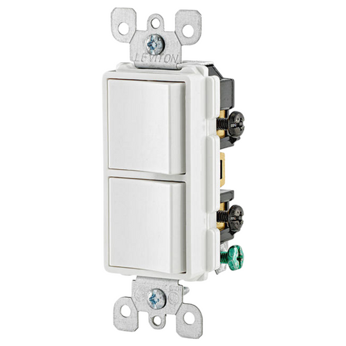 Apagador Dúplex 3 Vías DECORA Color Blanco 5641W Leviton