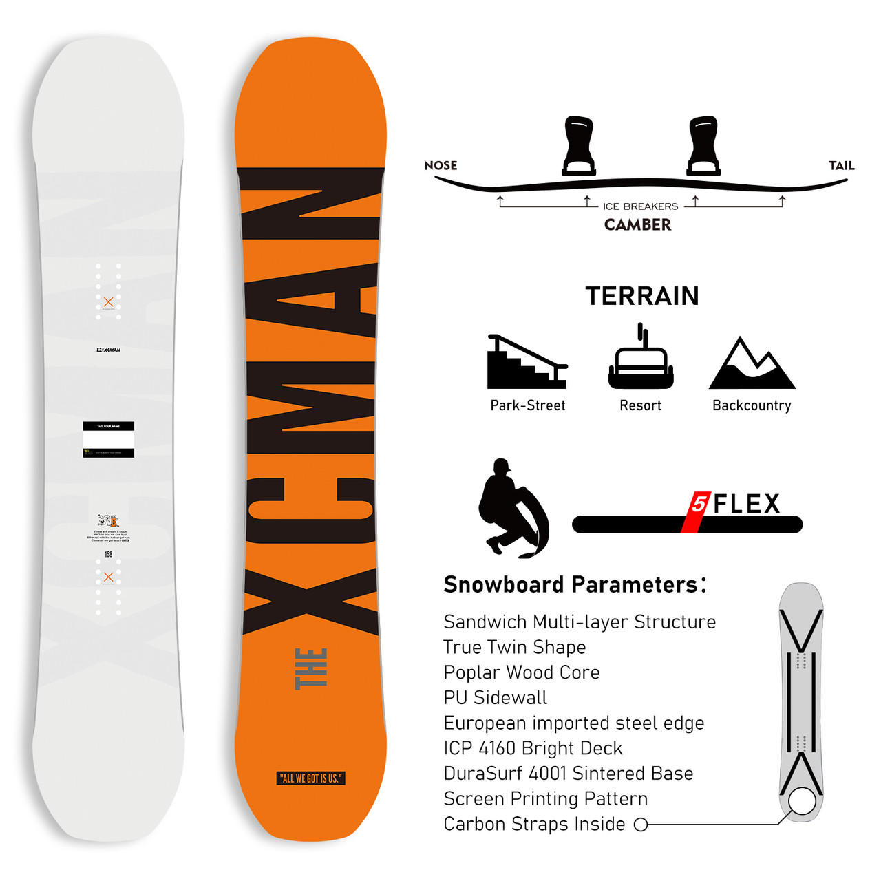 XCMAN Snowboard Packages-360seco-12 Concrete Haze - XCMAN