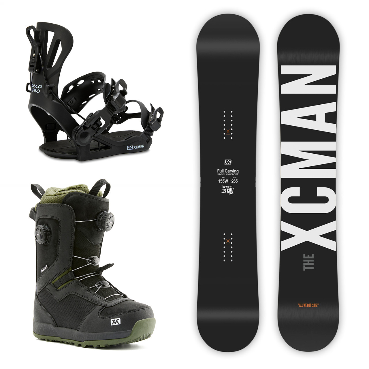 XCMAN Complete Men's Snowboard Package - Black Saber Snowboard +