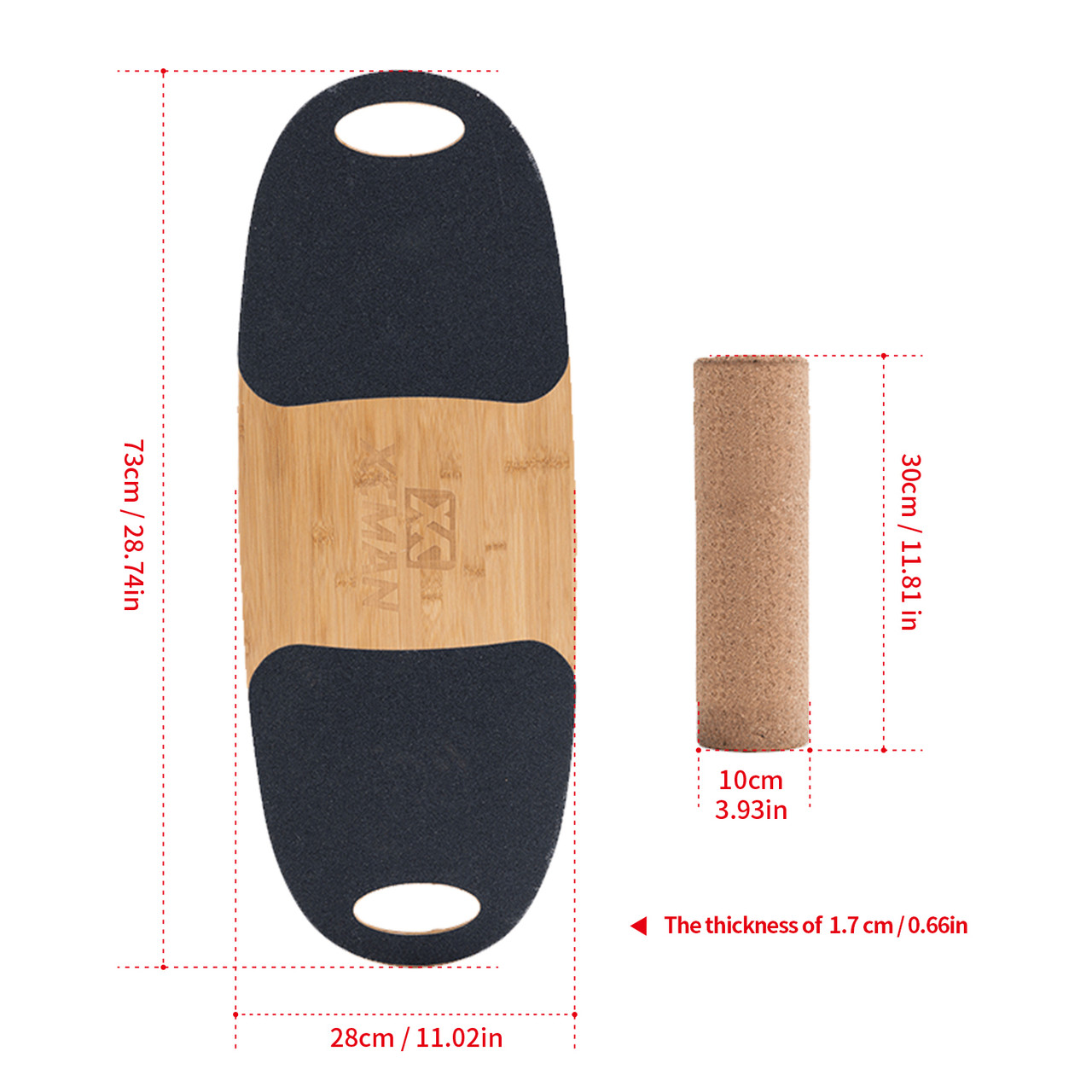 XCMAN Bamboo Balance Board Trainer met verstelbare