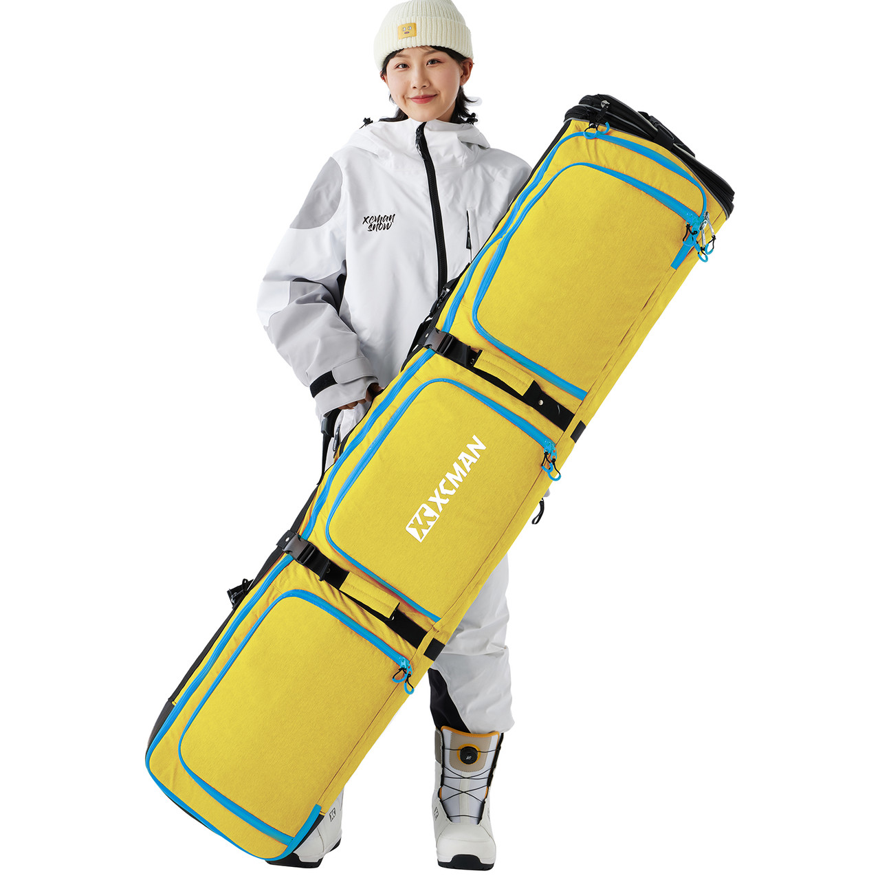 XCMAN Padded Snowboard Bag Adjustable Length 63-75In for Air Travel