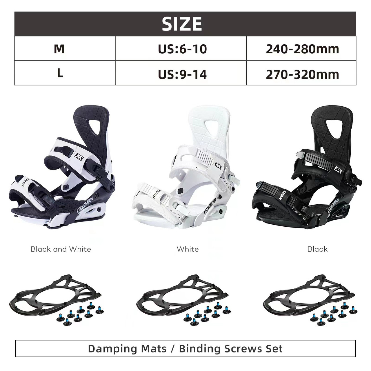 XCMAN Outdoors All-Mountain Snowboard Binding | Boot US Size 6-9