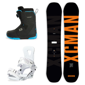 XCMAN Men's Complete Snowboard Package Camber True Twin Carved Snowboard Binding Boots for All Terrain Best for Beginner
