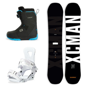 XCMAN Men's Complete Snowboard Package Camber True Twin Carved Snowboard Binding Boots for All Terrain Best for Beginner
