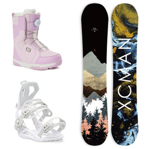 XCMAN Men's Complete Snowboard Package Camber True Twin Carved Snowboard Binding Boots for All Terrain Best for Beginner