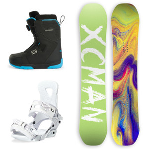 XCMAN Men's Complete Snowboard Package Camber True Twin Carved Snowboard Binding Boots for All Terrain Best for Beginner