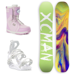 XCMAN Men's Complete Snowboard Package Camber True Twin Carved Snowboard Binding Boots for All Terrain Best for Beginner