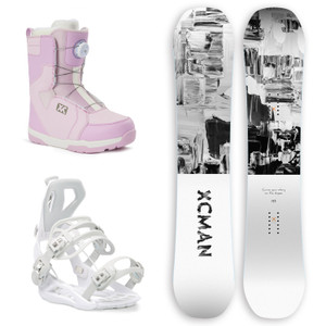 XCMAN Men's Complete Snowboard Package Camber True Twin Carved Snowboard Binding Boots for All Mountain Best for Beginner