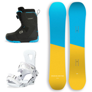 XCMAN Men's Complete Snowboard Package Camber True Twin Carved Snowboard Binding Boots for All Mountain Best for Beginner