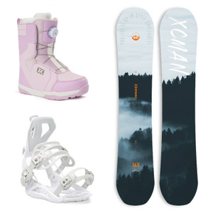 XCMAN Men's Complete Snowboard Package Camber True Twin Carved Snowboard Binding Boots for All Mountain Best for Beginner