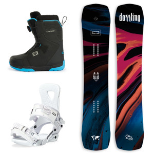 XCMAN Men's Complete Snowboard Package Camber True Twin Carved Snowboard Binding Boots for All Mountain Best for Beginner