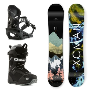 XCMAN Complete Men's snowboard Package - Monsoon Inkblot Snowboard + Ligero Bindings + Nox-Ⅱ Boots For All Terrain