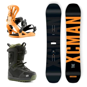 XCMAN Complete Men's Snowboard Package featuring the Ember Nocturne snowboard, 360 Seco Pro bindings, and Nox-I boots
