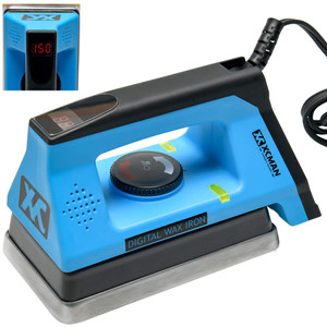 XCMAN World Cup Digital Temperature Controlled Ski Snowboard Nordic Waxing Iron showing the blue body and digital readout screen