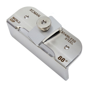 XCMAN Ski Snowboard Stainless Steel 304 Racing Side Bevel Angle File Guide, fully assembled with clamp and file, showing the 88-degree angle marking and brand logo