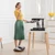 Office workspace view demonstrating the anti-fatigue balance board used in front of a standing desk converter