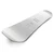 Isometric angle view of the XCMAN Concrete Haze Hybrid Snowboard, emphasizing its clean light grey profile and versatile shape suitable for all levels