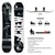 Angled close-up views of the XCMAN Men's Burner snowboard, with the base displaying the prominent white branding against the black surface