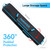 Infographic detailing 360-degree padded protection, large storage space, and product dimensions for the 165cm black snowboard bag