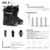 Feature and sizing chart infographic for the XCMAN Nox-II snowboard boots