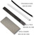 Display of P-Tex repair sticks in black and clear alongside metal and acrylic scrapers with dimension details