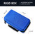 Rigid box dimension layout for the XCMAN blue waterproof carrying case showing length, width, and height specs