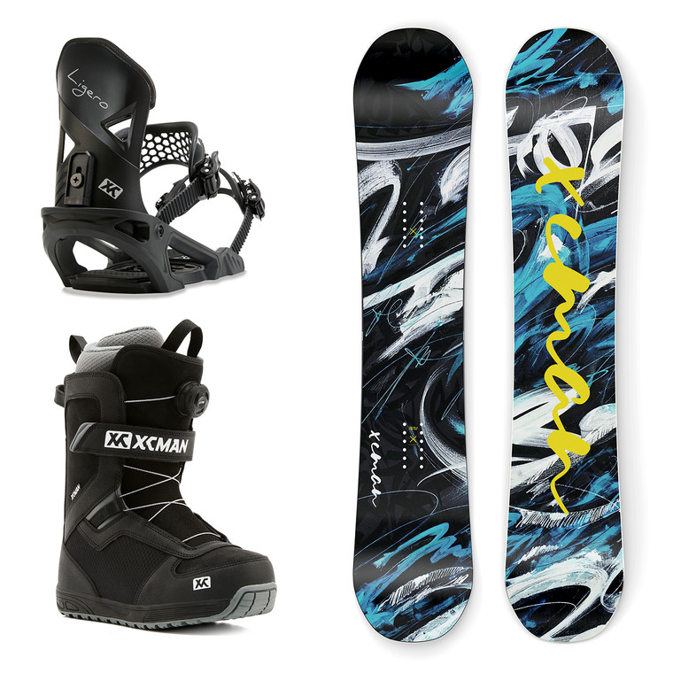 XCMAN Complete Men's Snowboard Package with Snowboard & Bindings & Boots For All Terrain
