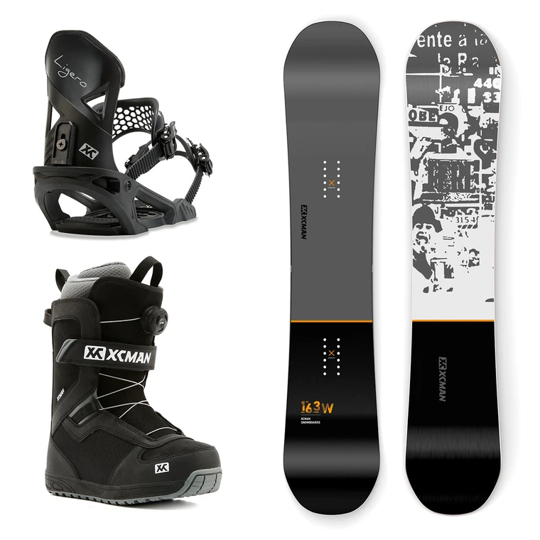 XCMAN Complete Men's Snowboard Package featuring The Lost Era snowboard, Ligero bindings, and Nox-II boots displayed together as an all-terrain setup