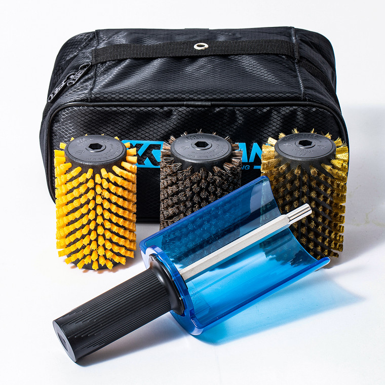 XCMAN Ski Roto Brush Kit Roto Brush Handle Axle with All 3 Brushes Nylon Horsehiar Brass