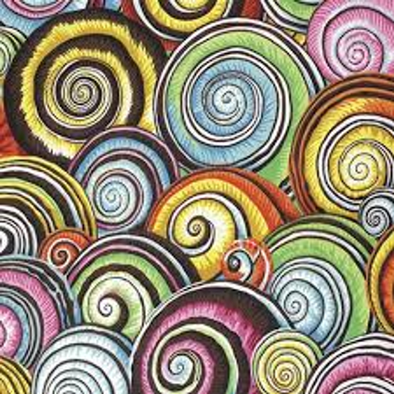 Spiral Shells- Multi, Philip Jacobs, PWPJ073, per 1/2 yard