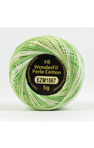 WONDERFIL ELEGANZA-Butter Lettuce #8 Perle cotton, 2-ply 100% long staple Egyptian cotton in variegated colors. (EL5GM-1067) 