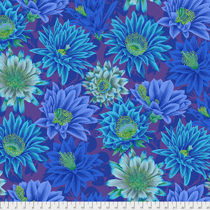 Cactus Flower- Blue, Philip Jacobs,PWPJ096, 1/2 yard Cactus Flower- Blue, Philip Jacobs,PWPJ096, 1/2 yard