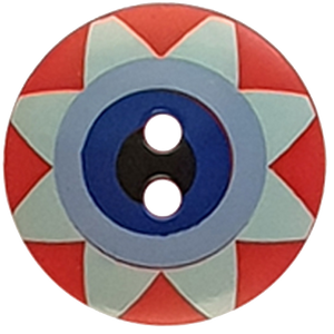 Kaffe Fassett Button Star Flower, red, blue 20mm / each Kaffe Fassett Button Star Flower, red, blue 20mm / each