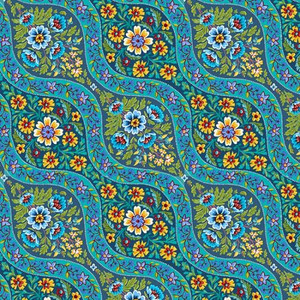 Andalouse Collection,Organic Cotton, Alcazar, blue; per 1/2 yard 18" x 55" Andalouse Collection,Organic Cotton, Alcazar, blue; per 1/2 yard 18" x 55"