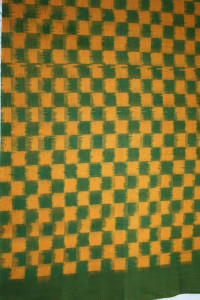 Kaffe Fassett, OOP Double Ikat Checkerboard in Gold w/Green,  per half  yard Kaffe Fassett, OOP Double Ikat Checkerboard in Gold w/Green,  per half  yard