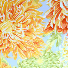 Japanese Chrysanthemum antique, Philip Jacobs, per 1/2 yard