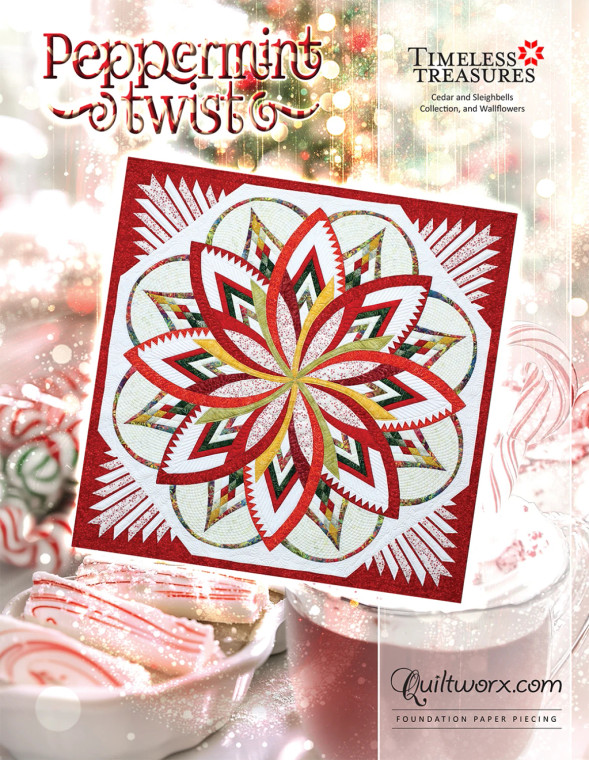 Quiltworx Peppermint Twist 68"x68" pattern and papers
