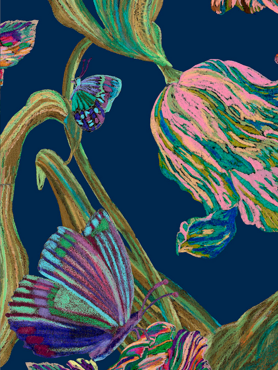 Liberty Tana Lawn, Midnight Sketch,  per 1/2 yard