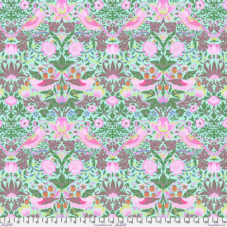 Strawberry Thief - Aqua, Kaffe x Morris & Co. , per 1/2 yard
