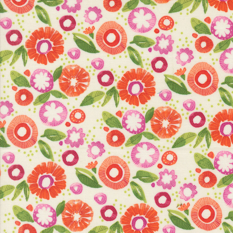 Superbloom by Robin Pickens - Posy Party Cream per 1/2 yard