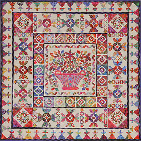 アクセサリー CAREERING QUILT 701 (SV) pierce Kim McLean, Flower Basket Medallion Quilt, Applique Pattern