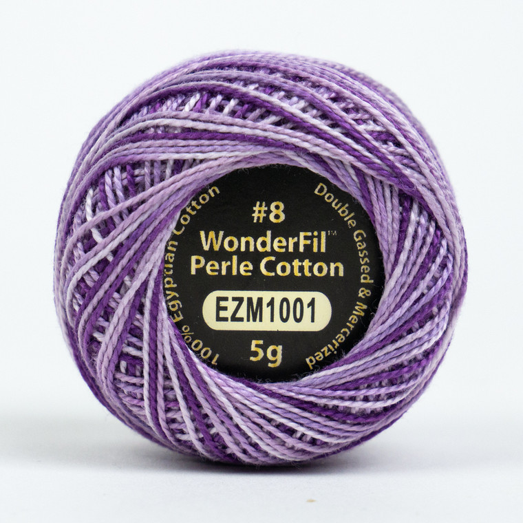 WISTERIA-#8 Perle cotton, 2-ply 100% long staple Egyptian cotton in variegated colors (EL5GM-1001)