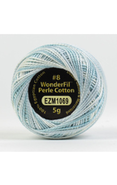 WONDERFIL ELEGANZA-Aqua Marine #8 Perle cotton, 2-ply 100% long staple Egyptian cotton in variegated colors. (EL5GM-1069)