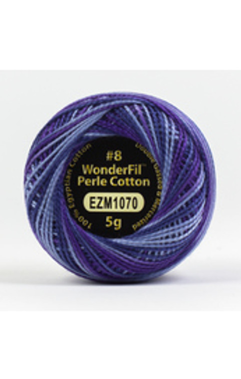 WONDERFIL ELEGANZA-Purple Haze#8 Perle cotton, 2-ply 100% long staple Egyptian cotton in variegated colors. (EL5GM-1070) 