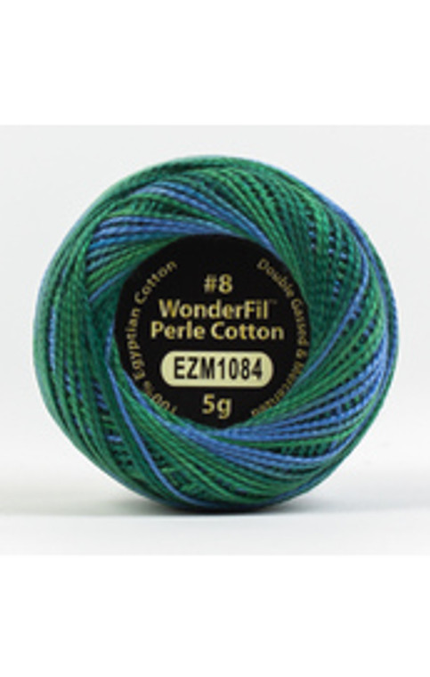 WONDERFIL ELEGANZA-OCEAN-#8 Perle cotton, 2-ply 100% long staple Egyptian cotton in variegated colors (EL5GM-1084)
