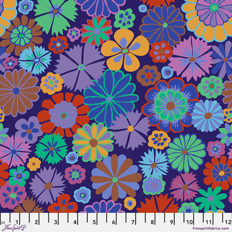 Folk Flower - Purple, per 1/2 yard