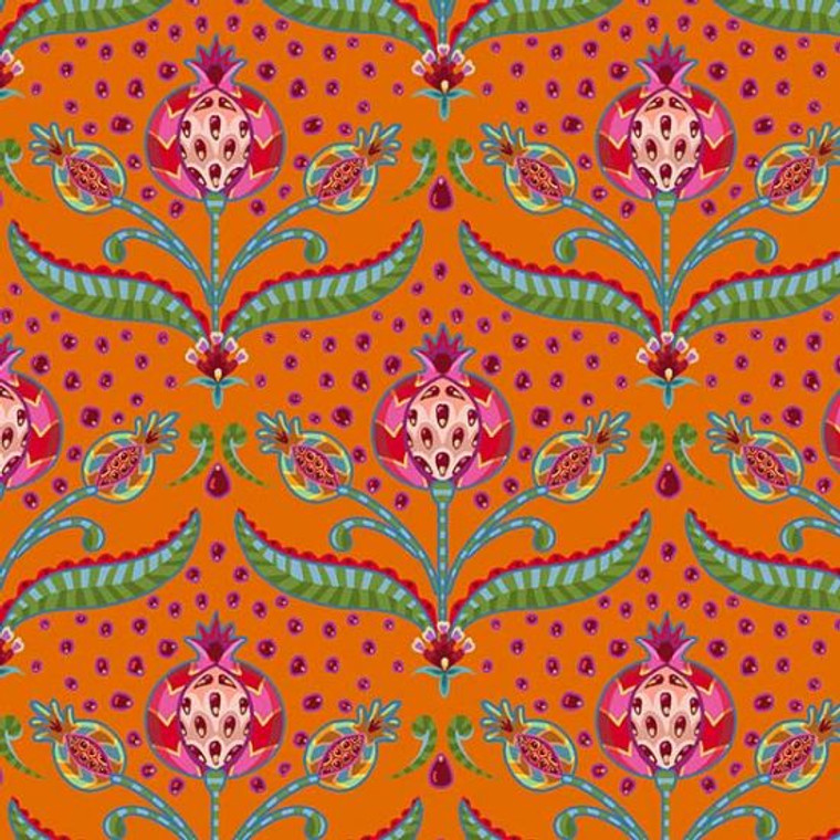 Odille Bailloeul, Organic Cotton Granada Orange,  per 1/2 yard, 18" x 55"